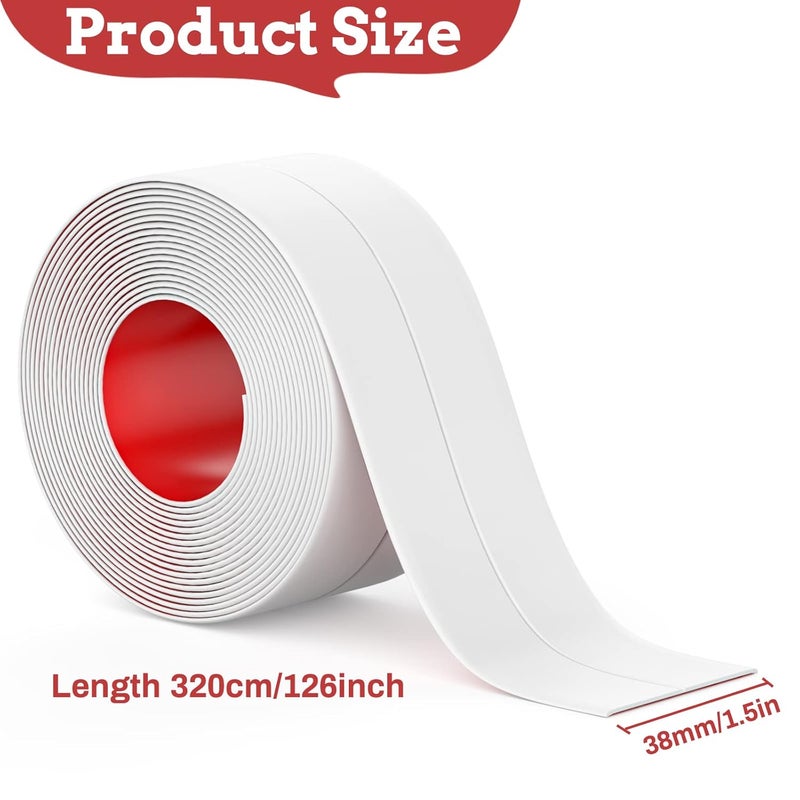 Fixmend Caulk Tape, 1 Roll Self Adhesive Caulk Strip Waterproof, Caulking Sealant Tape for Kitchen, Countertop, Bathroom, Sink, Shower, Bathtub, Toilet Edge Protector with Sealing Tool (1.5" x 10.5Ft) - Image 2